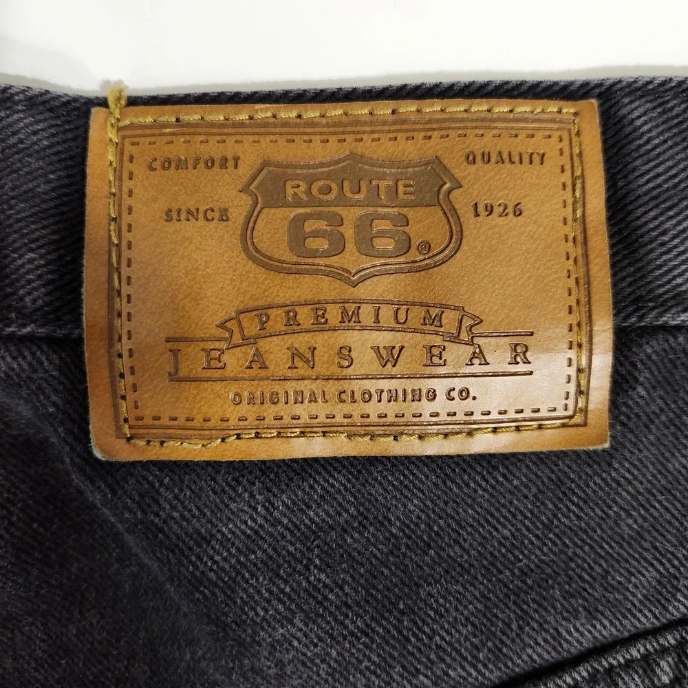 Route 66 Relaxed Fit Black Denim Jeans Mens Size 42 Dark Wash Wide Leg Jorts Y2K